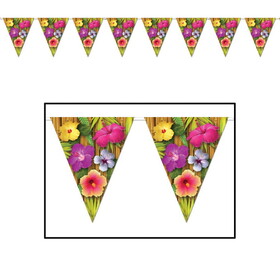 Beistle 57512 Luau Pennant Banner, all-weather; 12 pennants/string, 11" x 12'