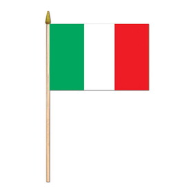 Beistle 57521 Italian Flag - Fabric, w/10&#189; spear-tipped wooden stick, 4" x 6"