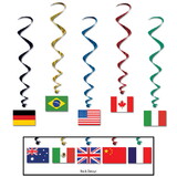 Beistle 57598 International Flag Whirls, prtd 2 sides w/different designs, 3' 2