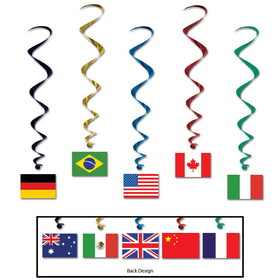Beistle 57598 International Flag Whirls, prtd 2 sides w/different designs, 3' 2"