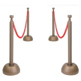 Beistle 57658 Red Rope Stanchion Set, 3-ropes, 4-34 posts, 4-10 refillable bases, 9'-30'