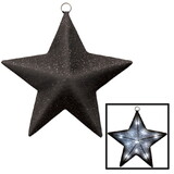 Beistle 57828-BKS Light-Up Sparkle Star, black & silver; 2 light modes-steady on & flashing; requires 3 AA batteries not included, 16