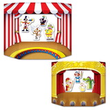 Beistle 57904 Puppet Show Theater Photo Prop, prtd 2 sides w/different designs; 1 side circus/other side theater, 3' 1