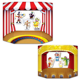 Beistle 57904 Puppet Show Theater Photo Prop, prtd 2 sides w/different designs; 1 side circus/other side theater, 3' 1" x 25"