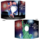 Beistle 57972 Patriotic Photo Prop, prtd 2 sides w/different designs; 1 side Uncle Sam/other side Lady Liberty, 3' 1