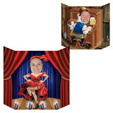 Beistle 57974 Western Photo Prop, prtd 2 sides w/different designs; 1 side saloon girl/other side piano player, 3' 1