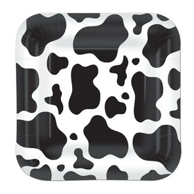 Beistle 58020 Cow Print Plates, square-shaped, 9"