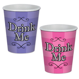 Beistle 58182 Alice In Wonderland Beverage Cups, asstd lavender & pink; hot & cold use, 9 Oz