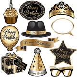 Beistle 58344 Happy Birthday Photo Fun Signs, prtd 2 sides w/different colors, 5