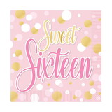 Beistle 58352 Sweet 16 Luncheon Napkins, (2-Ply)