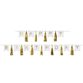 Beistle 59630 Happy Birthday Tassel Streamer, can use each piece separately or combine to create 1 streamer, 13" x 6' & 13" x 9' 6"