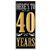 Beistle 59632 Here's To 40 Years Door Cover, all-weather, 6' x 30