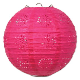 Beistle 59846-C Lace Paper Lanterns, cerise, 8"