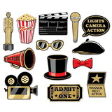 Beistle 59868 Awards Night Glittered Photo Fun Signs, prtd 2 sides/gltrd 1 side; 4 wooden dowels included, 5½