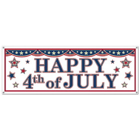 Beistle 59968 4th Of July Sign Banner, indoor & outdoor use; 4 grommets, 5' x 21"