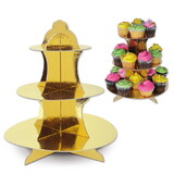 Beistle 59990-GD Metallic Cupcake Stand, gold; foil 2 sides; assembly required, 13½