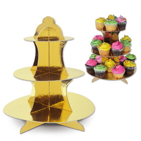 Beistle 59990-GD Metallic Cupcake Stand, gold; foil 2 sides; assembly required, 13&#189;"