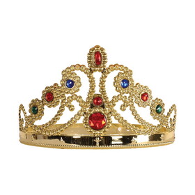 Beistle 60251-GD Plastic Jeweled Queen's Tiara, gold; molded plastic; adjustable