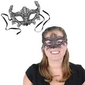 Beistle 60327 Lace Mask, black; black ribbon ties