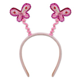 Beistle 60507 Sequined Butterfly Boppers, attached to snap-on headband
