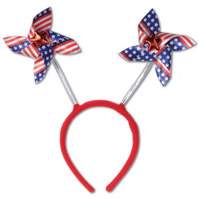 Beistle 60579 Patriotic Pinwheel Boppers, stars & stripes design; attached to snap-on headband