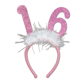Beistle 60594-16 16 Glittered Boppers w/Marabou, attached to snap-on headband