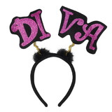 Beistle 60595 Glittered Diva Boppers, attached to snap-on headband