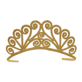 Beistle 60640-GD Glittered Metal Tiara, gold; 2 attachable combs included