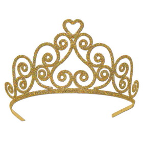 Beistle 60641-GD Glittered Metal Tiara, gold; 2 attachable combs included
