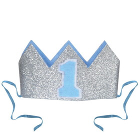 Beistle 60659 Glittered Baby's 1st Birthday Crown, detachable ribbon ties, 2&#189;" x 4&#189;"