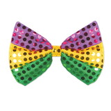 Beistle 60703-GGP Glitz 'N Gleam Bow Tie, gold, green, purple; one size fits most; elastic attached, 3