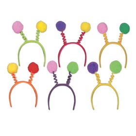 Beistle 60765 Soft-Touch Pom-Pom Boppers, asstd colors; attached to snap-on headband