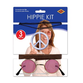 Beistle 60786 Hippie Kit, eyeglasses, headband, necklace