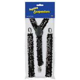 Beistle 60812-BK Sequined Suspenders, black; adjustable; one size fits most