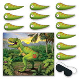 Beistle 60856 Pin The Tail On The Dinosaur Game, blindfold mask & 12 tails included, 18