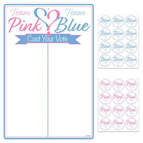 Beistle 60861 Gender Reveal Tally Board & Stickers, 1-board, 24-stickers: 12 blue & 12 pink, 20&#188;" x 13&#189;" &1&#188;" stickers