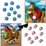 Beistle 60974 Horse Racing Party Games, blindfold mask w/10 jockey helmets & 10 award ribbons included, 19