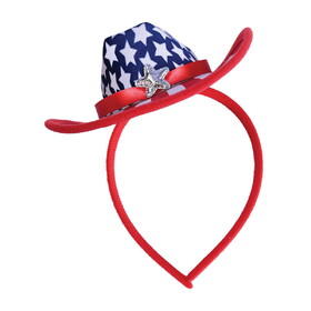 Beistle 60984 Patriotic Cowboy Hat Headband, attached to snap-on headband
