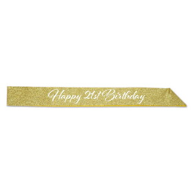 Beistle 66020 Happy 21st Birthday Glittered Sash, 32&#189;" x 3&#189;"