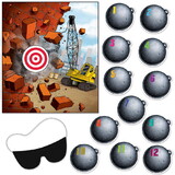 Beistle 66028 Pin The Wrecking Ball On The Crane Game, blindfold mask & 12 wrecking balls included, 19