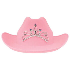 Beistle 66040 Pink Felt Cowgirl Hat w/Tiara, one size fits most