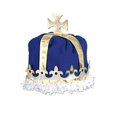 Beistle 66109-B Royal King's Crown, blue; velvet-textured velour/one size fits most