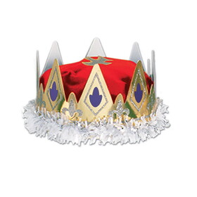 Beistle 66111-R Royal Queen's Crown, red; velvet-textured velour/one size fits most
