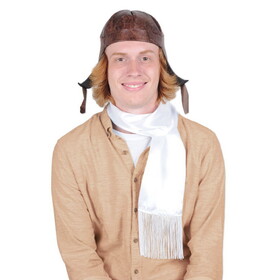 Beistle 66140 Aviator Hat & Scarf Set, hat-one size fits most, scarf-6 x 3' 4