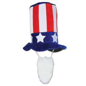 Beistle 66168 Plush Patriotic Hat w/Beard, one size fits most