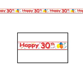 Beistle 66181-30 Happy 30th Birthday Party Tape, all-weather, 3" x 20'