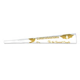 Beistle 66200G100 Printed Wedding/Anniversary Trumpets, white w/gold print; packed in white carton w/picture label, 9