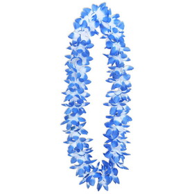 Beistle 66225 Oasis Floral Lei, white w/lt blue tips, 34"