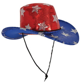 Beistle 66290 Sequined Patriotic Cowboy Hat, one size fits most