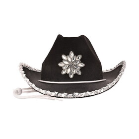 Beistle 66511 Black Felt Cowgirl Hat w/Gemstones, one size fits most
